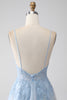 Load image into Gallery viewer, A-Line Spaghetti Straps Grey Blue Prom Dress with Beading