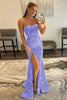 Load image into Gallery viewer, Royal Blue Mermaid Sequins Long Prom Dress with Slit