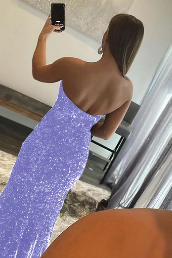 Royal Blue Mermaid Sequins Long Prom Dress with Slit