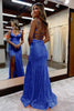 Load image into Gallery viewer, Mermaid Spaghetti Straps Orange Sparkly Prom Dress with Sequins