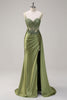 Load image into Gallery viewer, Mermaid Sparkly Spaghetti Straps Long Prom Dress with Slit