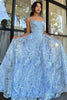 Load image into Gallery viewer, A Line Blue Spaghetti Straps Prom Dress