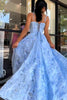 Load image into Gallery viewer, A Line Blue Spaghetti Straps Prom Dress