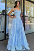 Load image into Gallery viewer, A Line Blue Spaghetti Straps Prom Dress