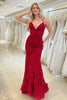 Load image into Gallery viewer, Appliques Red Mermaid Long Prom Dress