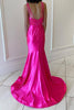 Load image into Gallery viewer, Hot Pink Sparkly Mermaid Pleated V Neck Prom Dress