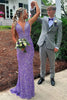 Load image into Gallery viewer, Sparkly Sequins Purple Mermaid Long Prom Dress