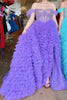 Load image into Gallery viewer, Blue Corset Off the Shoulder Long Prom Dress with Features