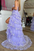 Load image into Gallery viewer, Light Purple Tiered Corset Appliques One Shoulder Prom Dress with Slit