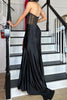 Load image into Gallery viewer, Corset Black Mermaid Strapless Prom Dress with Slit