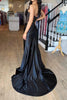 Load image into Gallery viewer, Corset Black Mermaid Strapless Prom Dress with Slit