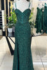 Load image into Gallery viewer, Sequins Corset Dark Green Mermaid Prom Dress