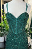 Load image into Gallery viewer, Sequins Corset Dark Green Mermaid Prom Dress