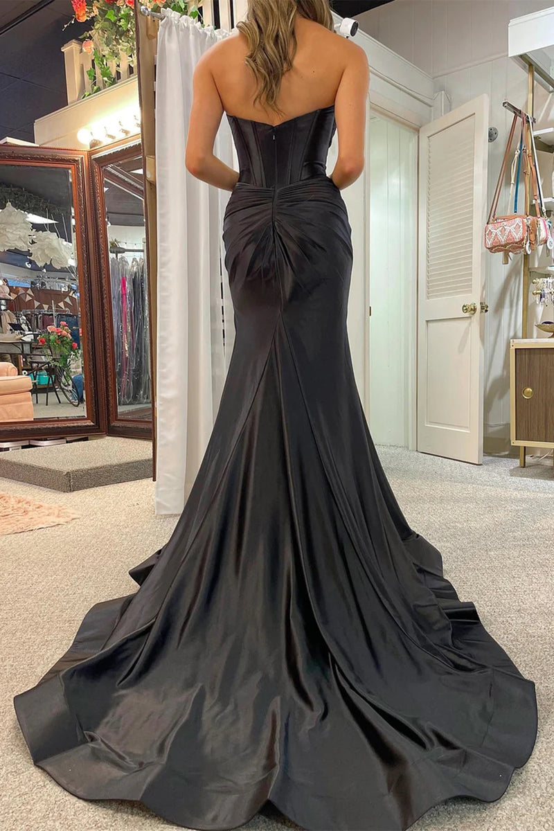 Load image into Gallery viewer, Corset Hollow-out Strapless Mermaid Prom Dress with Slit