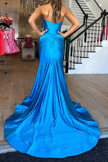 Corset Hollow-out Strapless Mermaid Prom Dress with Slit