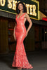 Load image into Gallery viewer, Coral Sparkly Mermaid Long Prom Dress with Sequins