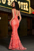 Load image into Gallery viewer, Coral Sparkly Mermaid Long Prom Dress with Sequins