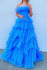 Load image into Gallery viewer, Tiered Tulle Pleated White A Line Strapless Prom Dress