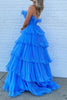 Load image into Gallery viewer, Tiered Tulle Pleated White A Line Strapless Prom Dress