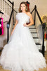 Load image into Gallery viewer, Tiered Tulle Pleated White A Line Strapless Prom Dress