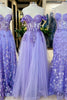 Load image into Gallery viewer, Light Purple Corset Tulle A Line Appliques Prom Dress