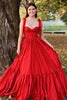 Load image into Gallery viewer, Pleated Red A Line Long Ball Prom Dress