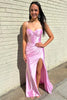 Load image into Gallery viewer, Pink Corset Pleated Mermaid Prom Dress with Slit