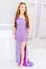 Load image into Gallery viewer, Sequins Sparkly Purple Mermaid One Shoulder Prom Dress with Slit