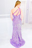 Load image into Gallery viewer, Sequins Sparkly Purple Mermaid One Shoulder Prom Dress with Slit