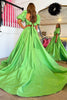 Load image into Gallery viewer, Green A Line Off the Shoulder Prom Dress with Slit