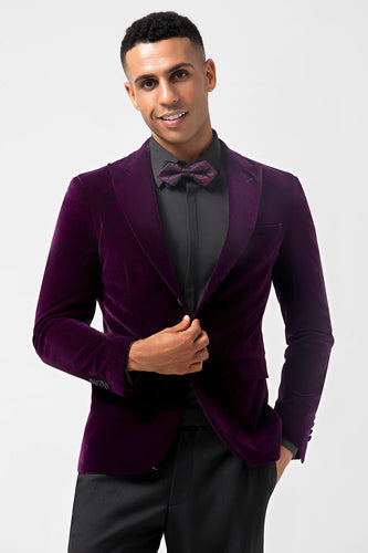 Peak Lapel Dark Purple 2 Pieces Single Breasted Men's Prom Suits