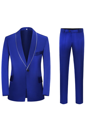 Royal Blue 3-Piece Shawl Lapel One Button Prom Suits