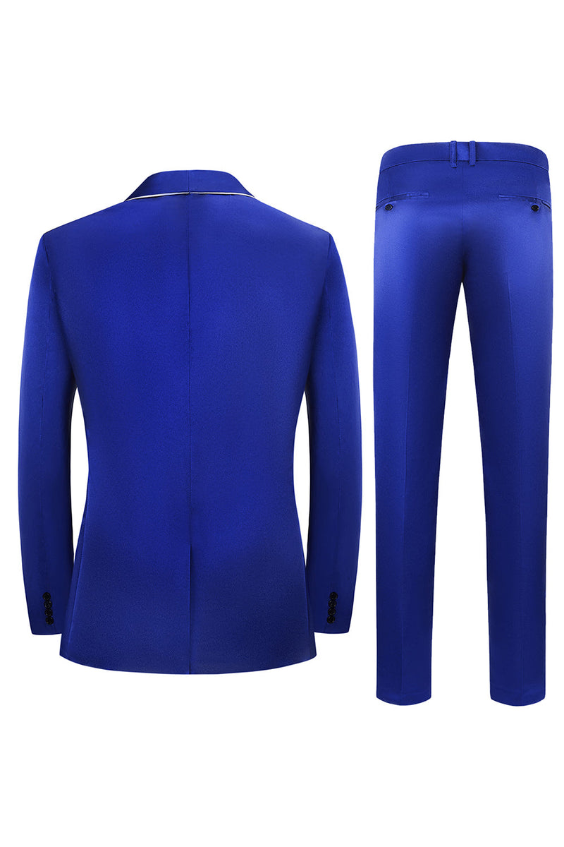 Load image into Gallery viewer, Royal Blue 3-Piece Shawl Lapel One Button Prom Suits