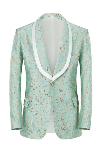 Mint Shawl Lapel One Button Jacquard Men's Prom Suits