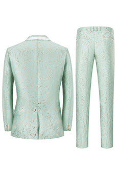 Mint Shawl Lapel One Button Jacquard Men's Prom Suits