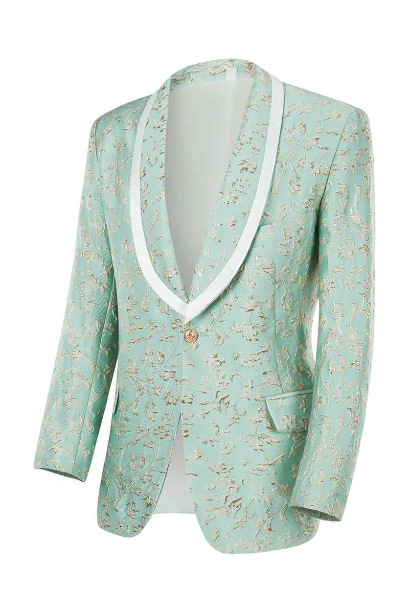 Load image into Gallery viewer, Mint Shawl Lapel One Button Jacquard Men&#39;s Prom Suits