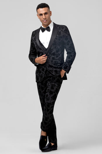 Black Peak Lapel 3 Pieces Men's Prom Suits