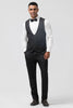 Load image into Gallery viewer, Dark Blue 3 Piece Peak Lapel Jacquard One Button Men&#39;s Prom Suits