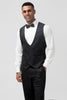 Load image into Gallery viewer, Dark Blue 3 Piece Peak Lapel Jacquard One Button Men&#39;s Prom Suits