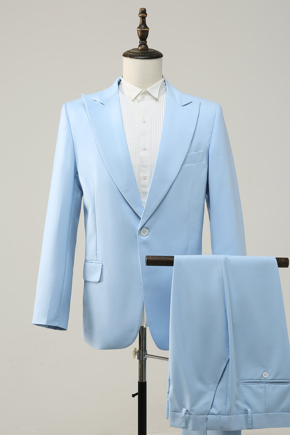 Light Blue Peak Lapel 2 Piece Men's Prom Suits