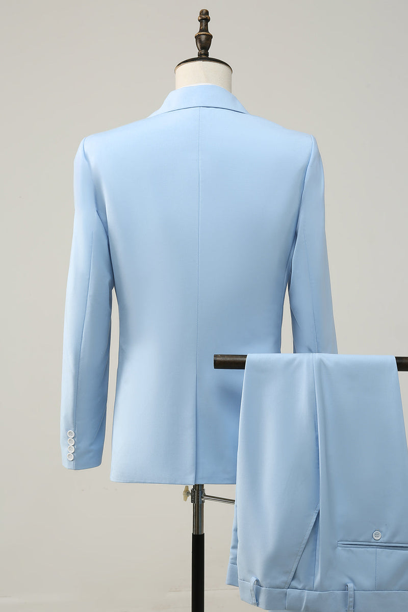 Load image into Gallery viewer, Light Blue Peak Lapel 2 Piece Men&#39;s Prom Suits