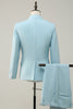 Load image into Gallery viewer, 2 Piece Light Blue Notched Lapel Men&#39;s Prom Suits