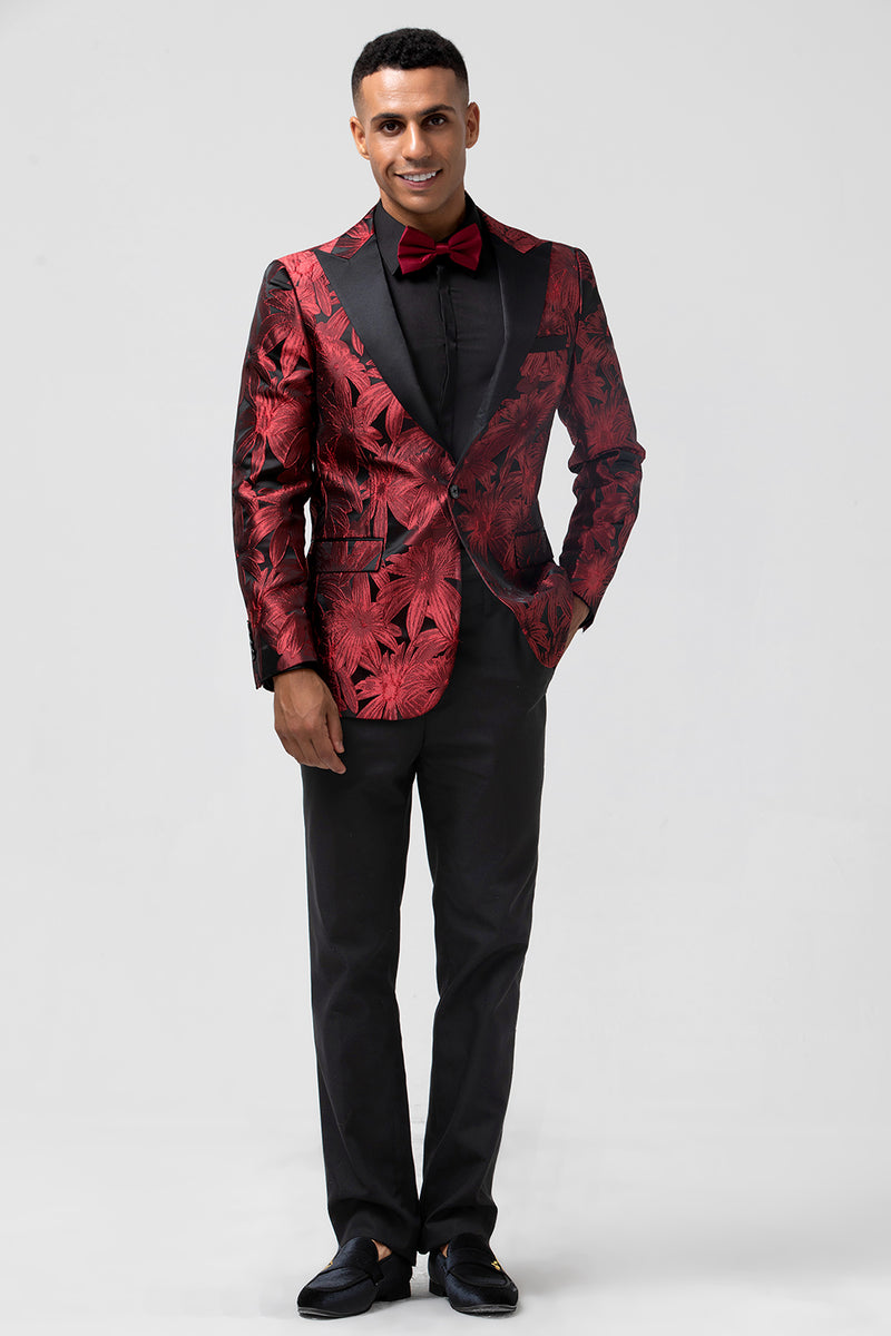 Load image into Gallery viewer, Peak Lapel Red 2 Pieces One Button Men&#39;s Prom Suits