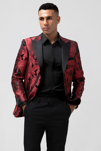 Peak Lapel Red 2 Pieces One Button Men's Prom Suits