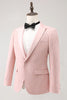 Load image into Gallery viewer, Light Pink 3 Piece Peak Lapel Jacquard One Button Men&#39;s Prom Suits