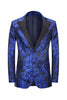 Load image into Gallery viewer, Peak Lapel Jacquard Royal Blue Single Breasted Men&#39;s Prom Blazer