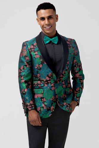 Green Shawl Lapel One Button Men's Prom Blazer