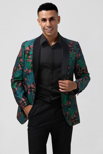 Green Shawl Lapel One Button Men's Prom Blazer