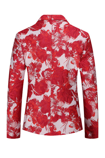 Red Floral Jacquard 2 Piece Men Suits