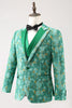 Load image into Gallery viewer, Green Peak Lapel  3 Piece Jacquard One Button Men&#39;s Prom Suits